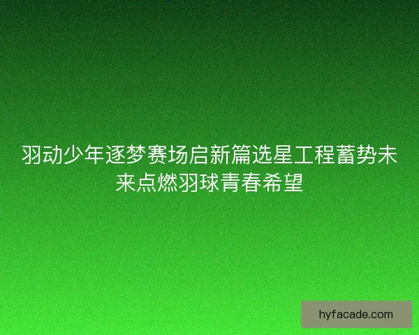 羽动少年逐梦赛场启新篇选星工程蓄势未来点燃羽球青春希望
